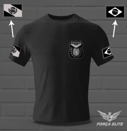 Camiseta ttica AGENTE - com Braso PR, Bandeira do Paran e Brasil
