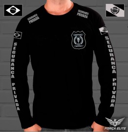 Camiseta manga longa ttica SEGURANA PRIVADA - com escudo personalizado e Bandeira do Paran e Brasil